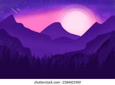 Silhouette Purple Mountain Stock Illustration 2184421969 | Shutterstock