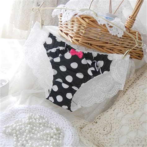 2018 Japanese Lace Underwear Cute Polka Dots Low Waist Sexy Seamless