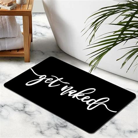 Amazon MUGINYU Black Quick Dry Bath Mat Funny Get Naked Bathroom