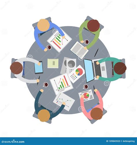 Office Meeting at Round Table. Stock Vector - Illustration of meeting ...