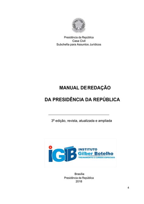 MANUAL DE REDAÇÃO OFICIAL DA PRESIDÊNCIA DA REPÚBLICA 2018 pdf