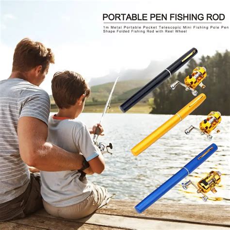 Caneta Forma Telesc Pica Pesca Rod Carretel Bolso Port Til Mini P