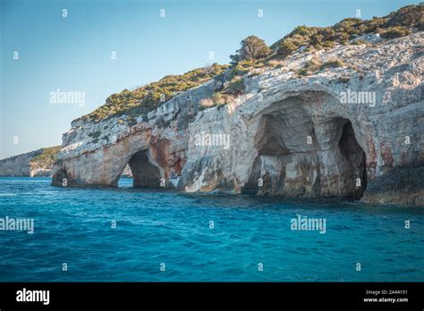 Blue Caves On Zakynthos Island Greece Famous Caves With Crystal Clear