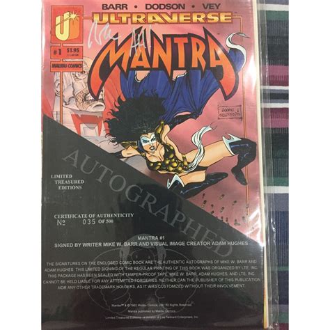 Ultraverse Mantra 1 Signed By Writer Mike W Barr And Image Creator