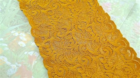 1yd Stretch Lace 5 1 2 Inch Wide Trim Floral Design Trim Amber Etsy