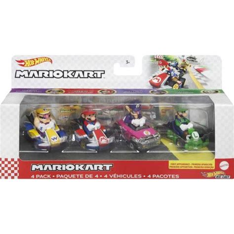 HOT WHEELS PACK MARIOKART WARIO STANDARD KART MARIO STANDARD KART WALUIGI BADWAGON
