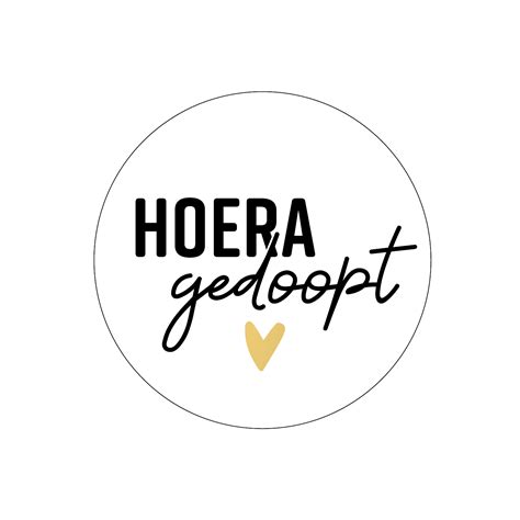 Wensetiket Folietiket Rond 40mm Hoera Gedoopt Wit Zwart Goud Kassaplan