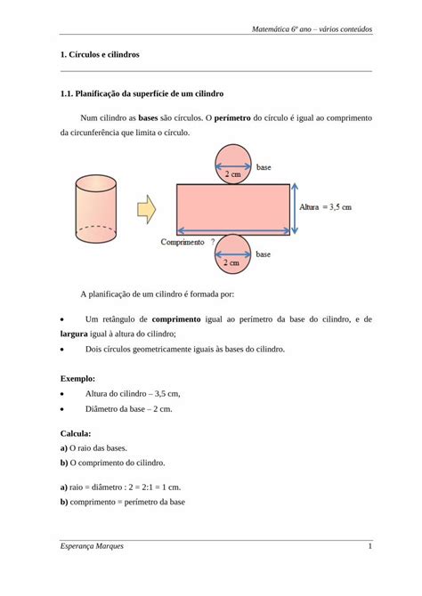 Pdf C Rculos E Cilindros Planifica O Da Superf Cie De