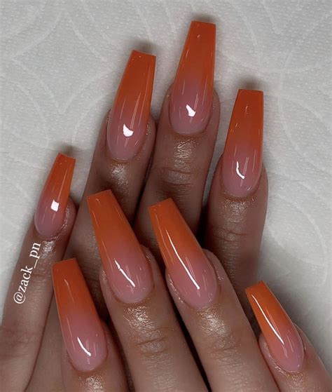 Burnt Orange Ombré Orange Acrylic Nails Fall Acrylic Nails Orange