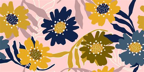 Hand Drawn Flowers Seamless Patterns With Floral For Fabric Textiles Clothing Wrapping Paper