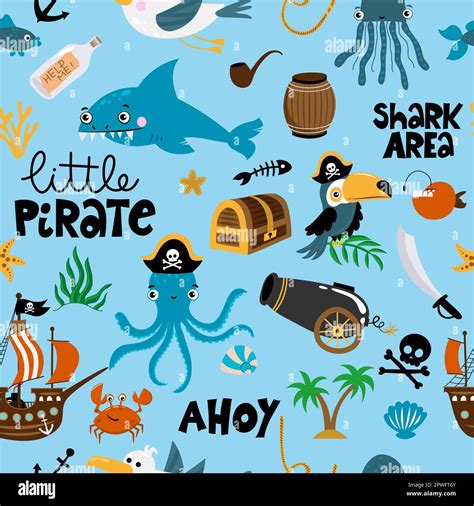 Little Pirate Pattern Cute Sea Adventures Collection Treasure Island