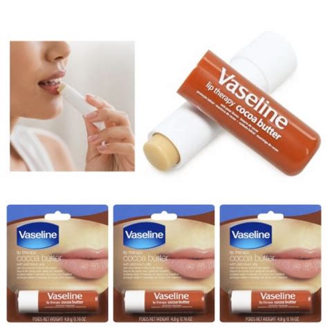 3 Pack Vaseline Lip Therapy Cocoa Butter Moisturizer Dry Lips Petroleum ...