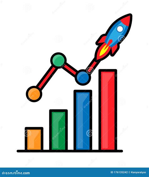 Growth Chart Cartoon Vector Conceptcute Color Bar Graph With Launch