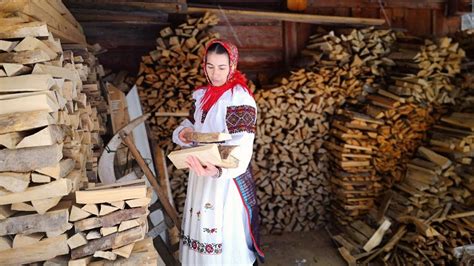 LIFE In A Ukrainian Mountain Village Cooking Corn Porridge With Sheep