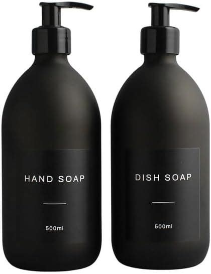 Two Pack Hand Soap Dish Soap Matte Black Bottle Set Of Refillable