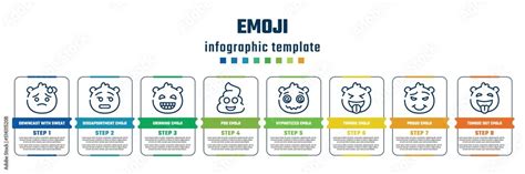 emoji concept infographic design template. included downcast with sweat ...