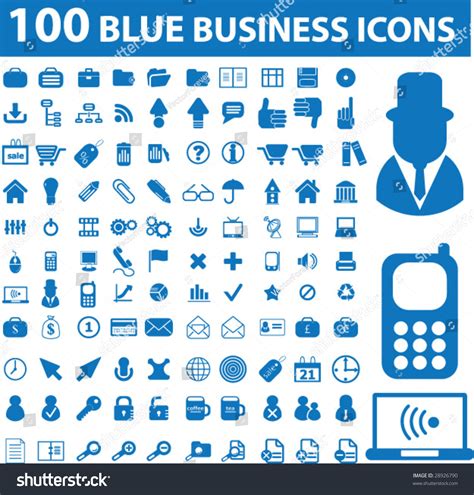 100 Blue Business Icons Vector Set 28926790 Shutterstock