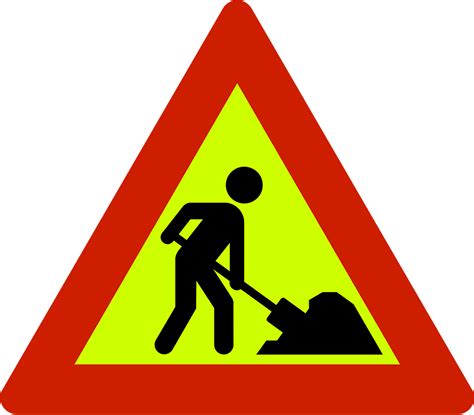 Roadworks Ahead Sign In Norway Free Vector Clipart Images On