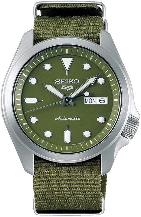 Seiko 5 Sports Green Dial Green Nylon Strap Mens Watch Srpe65k1