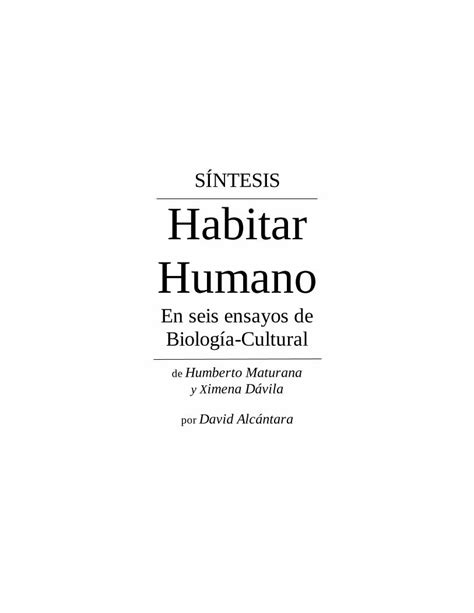 PDF Síntesis de Habitar humano en seis ensayos de biología cultural