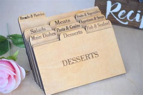 Custom Set Of Wooden Dividers Recipe Box Dividers Recipe Cards