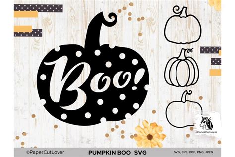 Pumpkin Svg Bundle Halloween Polka Dot Pumpkin Boo