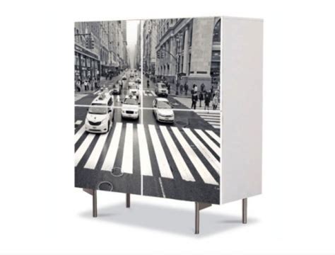 Peisaj Urban Trecere Pietoni New York Comoda Art Work Cu 4 Usi Casadexro