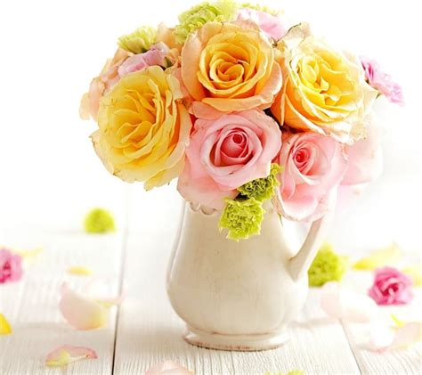 Jar of Roses, pretty, yellow, bonito, soft, roses, abstract, sweet ...