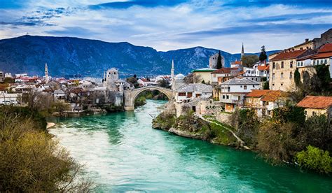 Bilder Von Städte Bosnien Und Herzegowina Mostar Gebirge Brücken