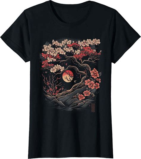 Japanese Cherry Blossom Woodblock Vintage Graphic Tee Walmart