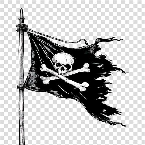 Premium PSD | Pirate flag with black and white skull logo isolated on ...