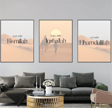 3 X Islam Poster Set Digital Ou Print Sabir Sükür Dua Images Murales Islamiques Islamique Dua