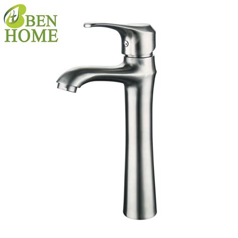 Tall Faucet Stainless Steel Single Handle Basin Faucet Tap Hot Cold Mixer Stainless Steel