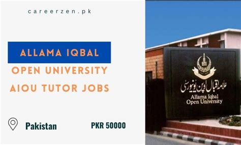 Allama Iqbal Open University Aiou Tutor Jobs Apply Now