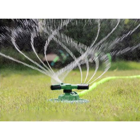 360 Degree Circle Rotating Water Sprinkler 3 Nozzles Three Arm Garden Pipe Hose Irrigation