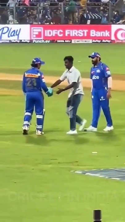 rohit sharma scared  fan enter  ground hug rohit sharma  ishan