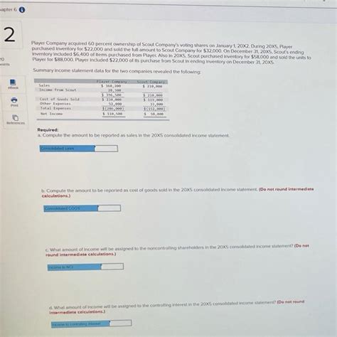Solved 4 Mapter 6 2 20 Player Company Acquired 60 Percent Chegg