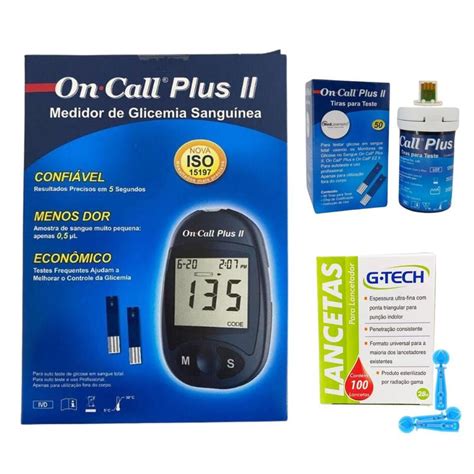 Medidor De Glicose Glicemia On Call Plus 2 Kit 50 Tiras E 100