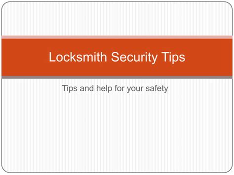 Locksmith Security Tips PPT