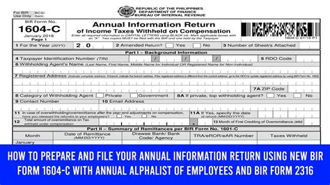 Bir Form 1604c Part 11 Summary 😊 Youtube