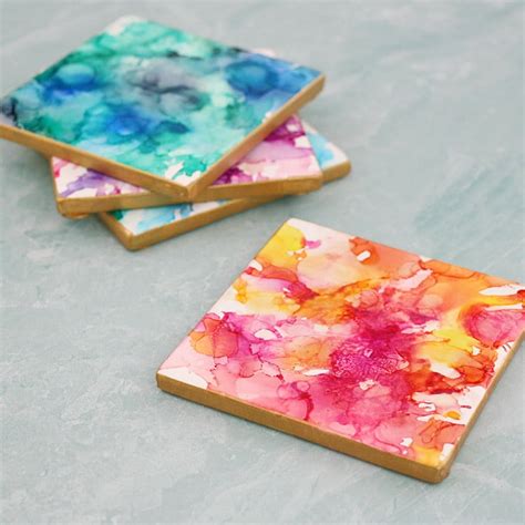 DIY Alcohol Ink Coasters - Persia Lou