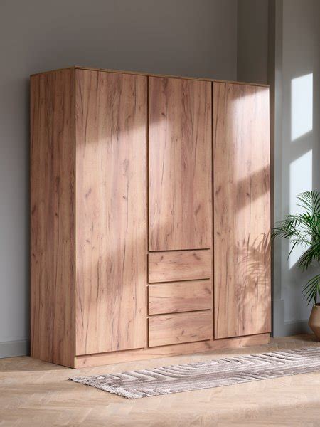 Wardrobe LIMFJORDEN 180x200 Combi Natural Oak Colour JYSK