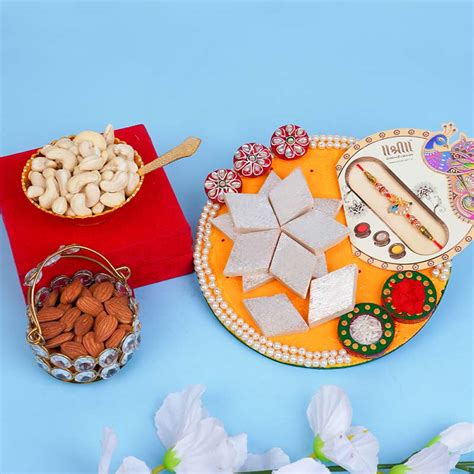 Send Colorful Rakhi With Kaju Katli N Dry Fruits Gift Hamper Online