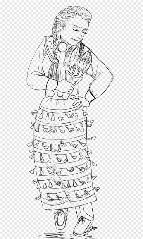 Pow Wow Jingle Dress Dance Drawing Sketch Pencil White Pencil Png