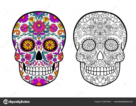 Halloween Sugar Skull Coloring Page Stock Vector By Insh Na