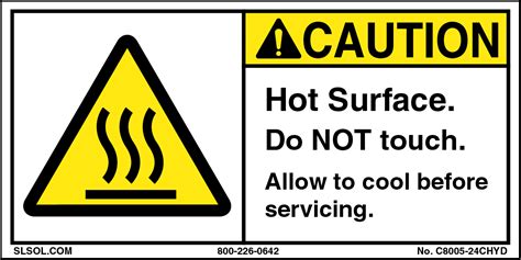 Caution Hot Surface Safety Label X