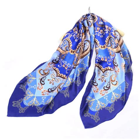 X Cm Top Grade Printed Square Silk Scarf Women Satin Silk