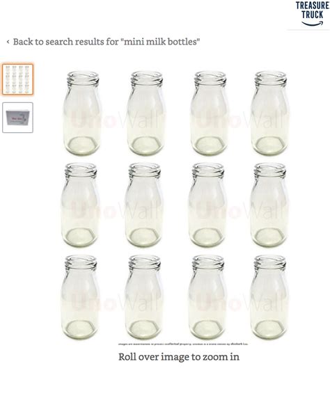 Unowall Set Of 12 Classic Mini Glass Milk Bottles Funky Retro Design Great For Weddings