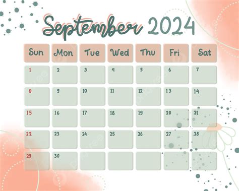 2024 September Calendar Png Free Download Breena Terrie