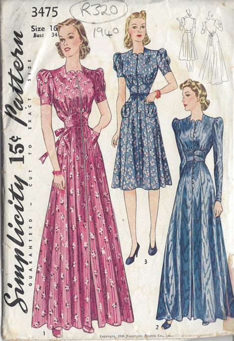 1940s Dress Patterns Available From The Vintage Pattern Shop